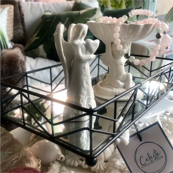 NEW! Black Metal Vanity Footed Mirrored Tray - Picture 2 of 6